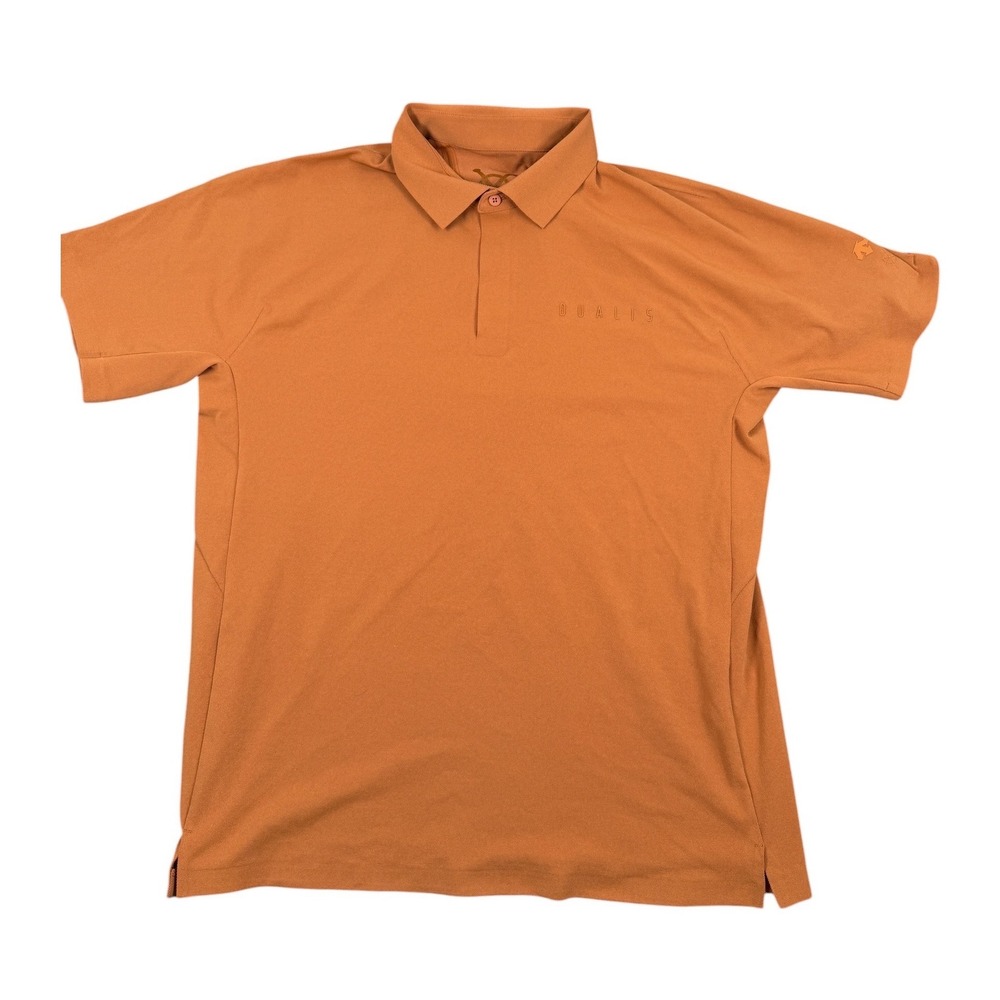 Descente Dualis Polo Shirt Men L Orange Short Sleeve Performance Athletic Top